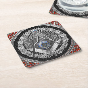 [600] Master Mason - Silver Square & Compasses Paper Coaster