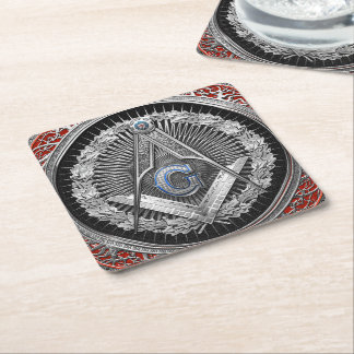 [600] Master Mason - Silver Square & Compasses Paper Coaster