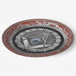 [600] Master Mason - Silver Square & Compasses Paper Plate