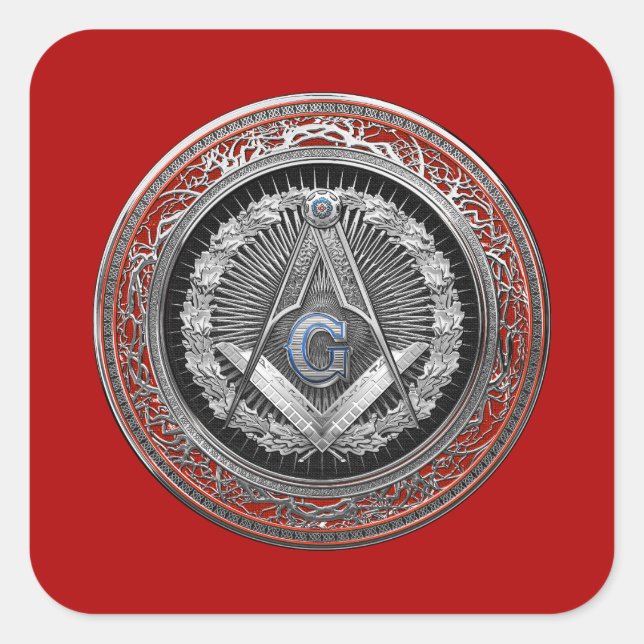 [600] Master Mason - Silver Square & Compasses Sticker (Front)