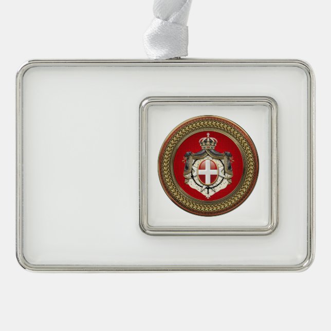 [600] Order of Malta - SMOM Coat of Arms Silver Plated Framed Ornament (Front)