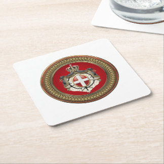 [600] Order of Malta - SMOM Coat of Arms Square Paper Coaster