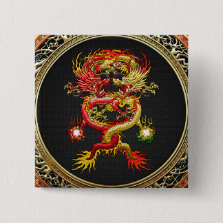 [600] Red and Yellow Dragons 15 Cm Square Badge