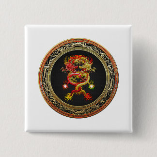 [600] Red and Yellow Dragons 15 Cm Square Badge