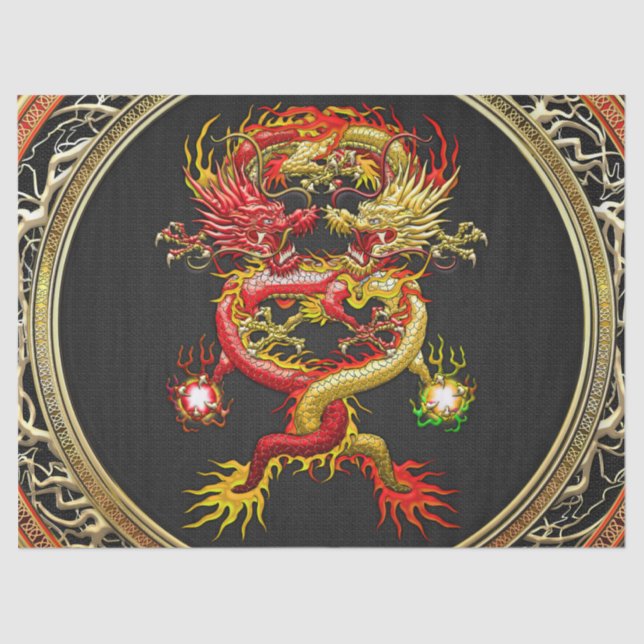 [600] Red and Yellow Dragons Tissue Paper (Front)