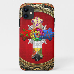 [600] Rosy Cross (Rose Croix) on Red & Gold iPhone 11 Case