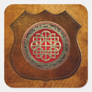 [600] Sacred Celtic Gold Knot Cross Square Sticker