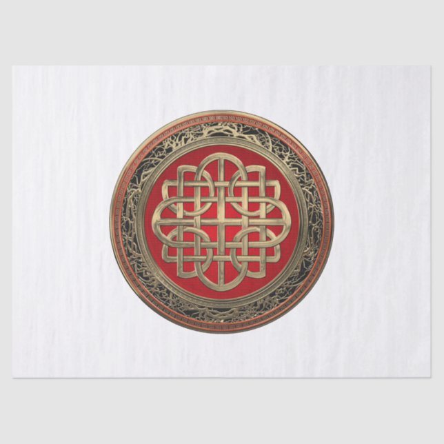 [600] Sacred Celtic Gold Knot Cross Tissue Paper (Front)