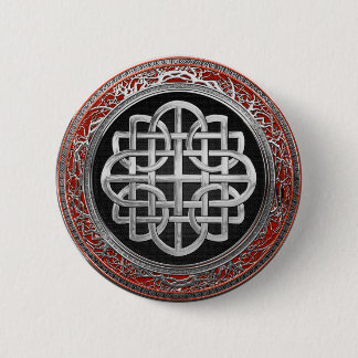 [600] Sacred Celtic Silver Knot Cross 6 Cm Round Badge