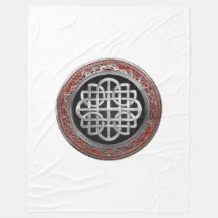 [600] Sacred Celtic Silver Knot Cross Fleece Blanket