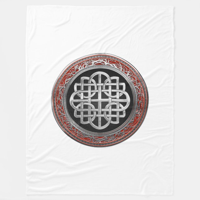 [600] Sacred Celtic Silver Knot Cross Fleece Blanket (Front)