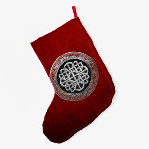 [600] Sacred Celtic Silver Knot Cross Large Christmas Stocking