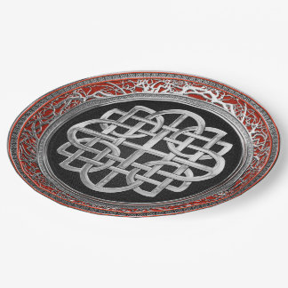 [600] Sacred Celtic Silver Knot Cross Paper Plate