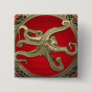 [600] Sacred Gold Octopus in Defensive Posture 15 Cm Square Badge