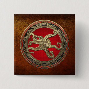 [600] Sacred Gold Octopus in Defensive Posture 15 Cm Square Badge