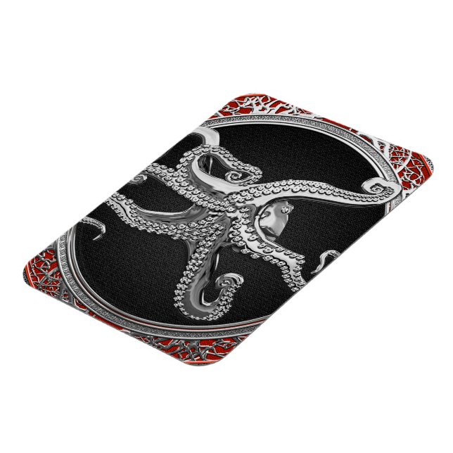 [600] Sacred Silver Octopus in Defensive Posture Magnet (Left Side)