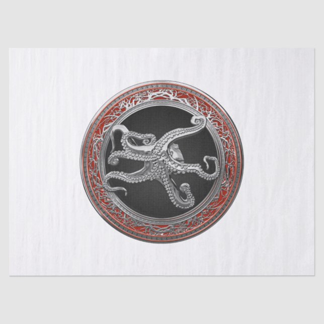 [600] Sacred Silver Octopus in Defensive Posture Tissue Paper (Front)