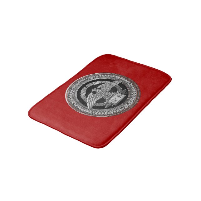 [600] Silver Roman Imperial Eagle over Medallion Bath Mat (Angled)