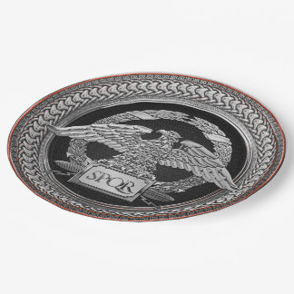[600] Silver Roman Imperial Eagle over Medallion Paper Plate