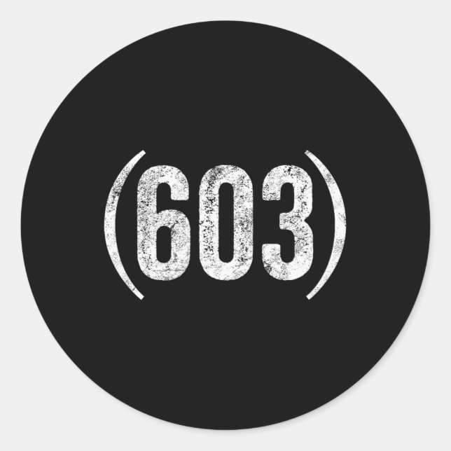 603 New Hampshire Distressed Area Code  Classic Round Sticker (Front)