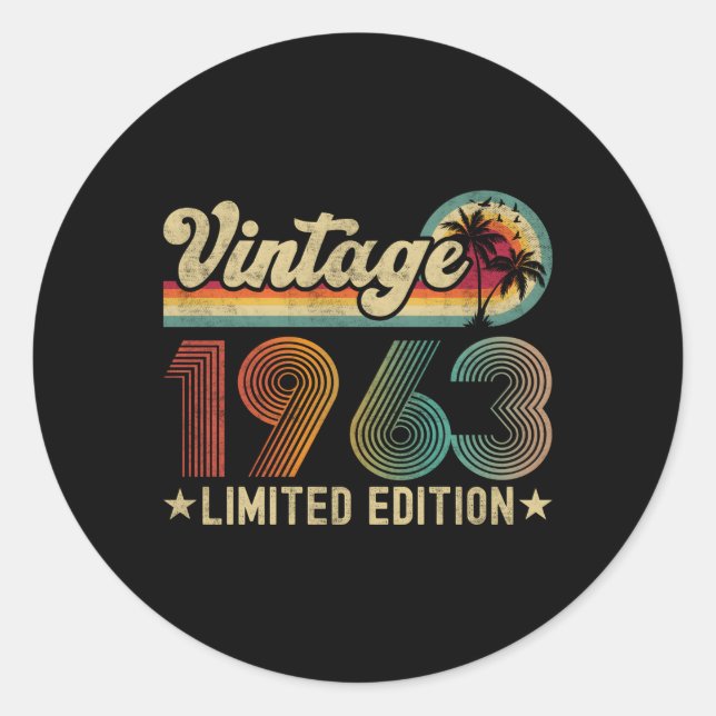 60 1963 60Th For Classic Round Sticker (Front)