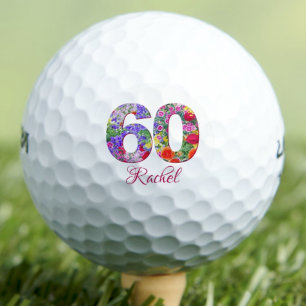 60 and Amazing Friend - Floral Birthday Gift Golf Balls