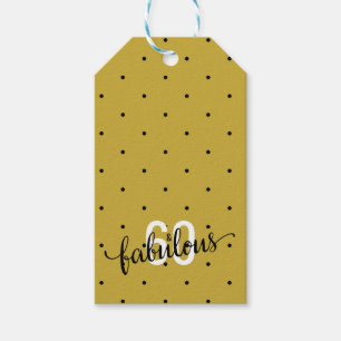 60 and Fabulous 60th Birthday Gold Gift Tags