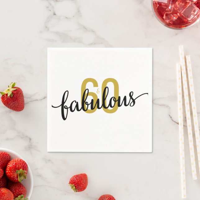 60 and Fabulous 60th Birthday Napkin (Insitu)