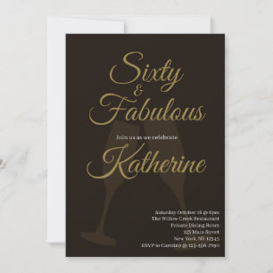 60 and Fabulous 60th Birthday Party Black Gold Invitation