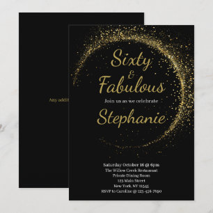 60 and Fabulous 60th Birthday Party Black Gold Invitation