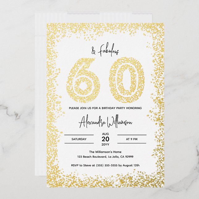 60 and Fabulous 60th Birthday Party Real Gold (Envelope)