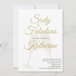 60 and Fabulous 60th Birthday Party White Gold Invitation