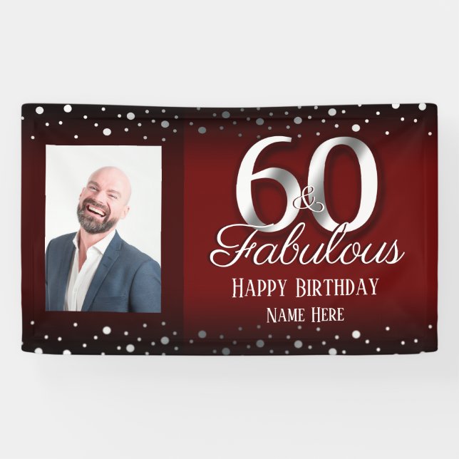60 and Fabulous Birthday Confetti Photo Banner (Horizontal)