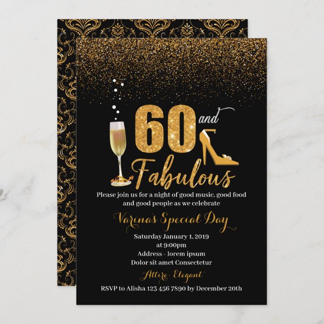 60 and Fabulous Birthday Invitation for Women (Front/Back)