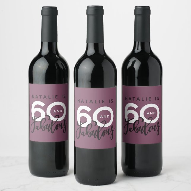 60 and fabulous birthday party label (Bottles)