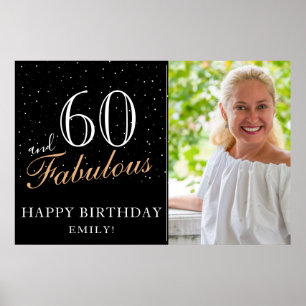 60 and Fabulous Black 60th Birthday Party Photo Poster