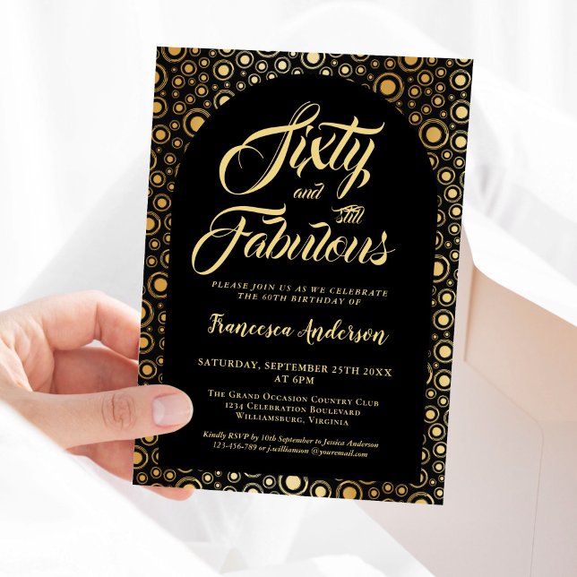 60 And Fabulous Black Gold 60th Birthday  Party Invitation (Creator Uploaded)