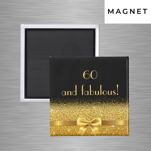 60 and fabulous black gold elegant monogram magnet (Creator Uploaded)
