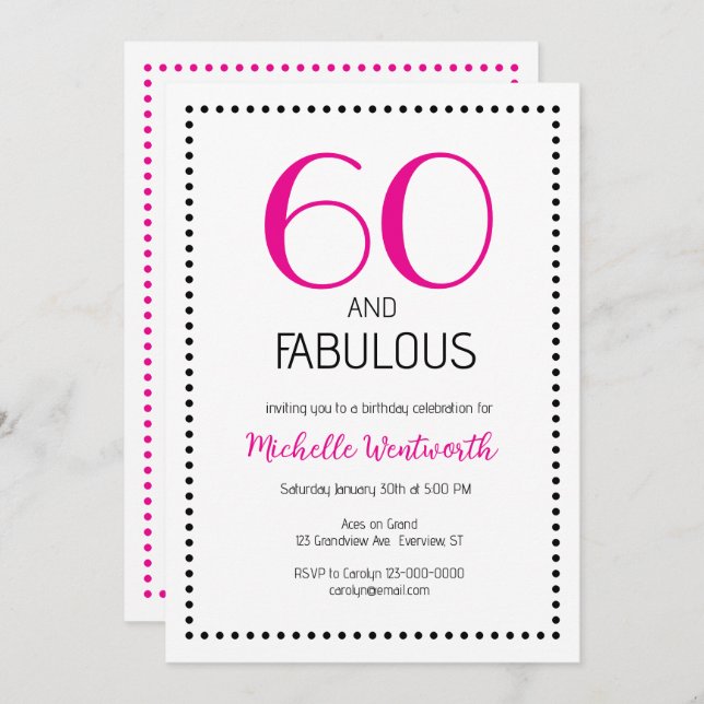 60 and Fabulous Charming Sixtieth Birthday Invitation (Front/Back)