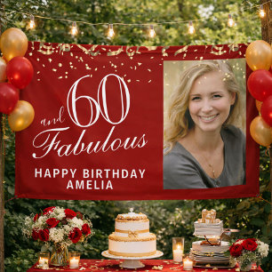 60 and Fabulous Confetti 60th Birthday Photo Banner