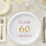 60 and Fabulous Elegant 60th Birthday Paper Plate<br><div class="desc">Stylish 60 and fabulous purple and gold custom name 60th birthday party paper plates. You are sixty let’s celebrate your wonderful milestone 60th birthday with elegant grace. Add your name to this stylish,  simple,  minimalist,  typography in Gold and purple announcing that you are indeed 60 and Fabulous.</div>