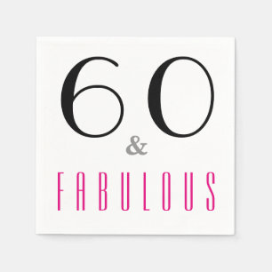 60 and Fabulous Elegant 60th Birthday Party Napkin