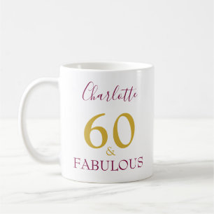 60 and Fabulous Elegant 60th Birthday Personalised Coffee Mug