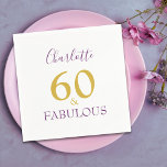 60 and Fabulous Elegant 60th Birthday Purple Gold Napkin<br><div class="desc">You are sixty lets celebrate this wonderful milestone 60th birthday with elegance and grace. Add your name to this stylish,  elegant,  minimalist,  sixtieth birthday party typography in Gold and purple announcing that you are indeed 60 and Fabulous.</div>