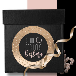 60 and Fabulous Elegant Blush Pink Gold Glitter Classic Round Sticker