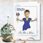 60 and Fabulous Ethnic Female Cartoon Birthday  Card<br><div class="desc">60 and Fabulous!!!! Let her know that 60 is just beginning of fun times ahead!  Personalise the card with her name and even a different birthday message</div>