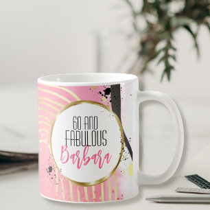 60 and Fabulous For Her Pink Black Glam Stylish Coffee Mug