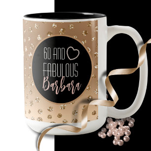 60 and Fabulous Glam Chic Gold Black Blush Pink  Two-Tone Coffee Mug