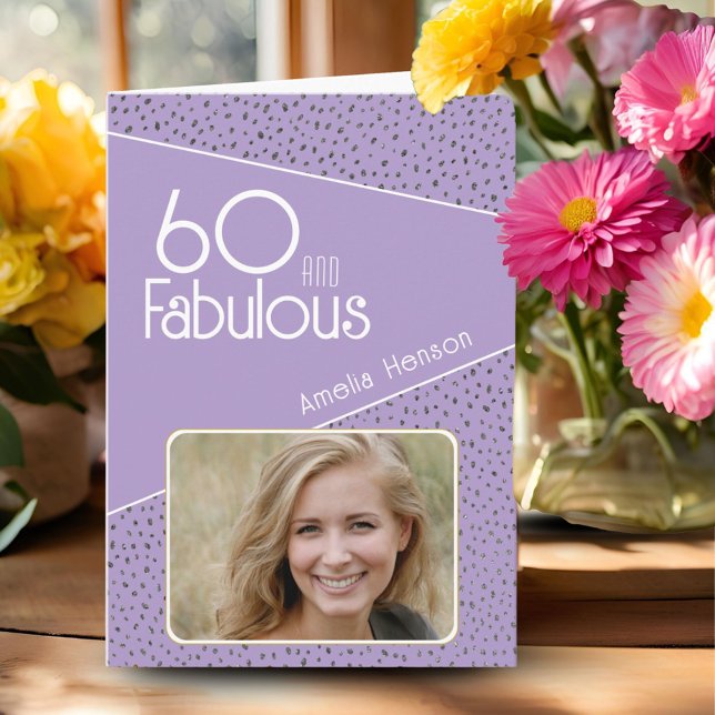 60 and Fabulous Glitter Photo 60th Birthday Card (Creator Uploaded)
