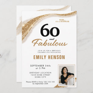 60 and Fabulous Gold 60th Birthday Invitation